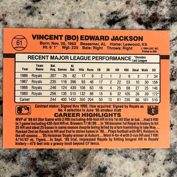 1990 Donruss #61 Bo Jackson card with Errors, which makes this card ULTRA RAREš² - Picture 3 of 8